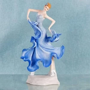 Ballroom Dancer Resin Lady Figurine in Blue Dress