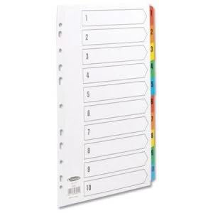 Concord Commercial Index Mylar-reinforced Europunched 1-10 Coloured Tabs A4 White Ref 08901