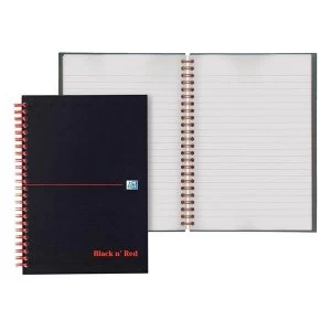 Black n Red A6 Glossy Hardback Wirebound Notebook 90gm2 140 Pages Ruled and Perforated Pack of 5