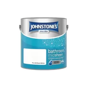 Johnstones - Johnstone's Interior Bathroom Mid Sheen Brilliant White 2.5ltr - Brilliant White