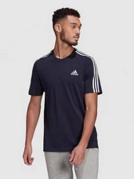 adidas 3-stripe T-Shirt, Ink, Size S, Men