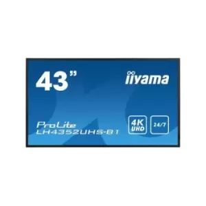 iiyama LH4352UHS-B1 signage display Digital signage flat panel 108cm (42.5") IPS 500 cd/m 4K Ultra HD Black Built-in processor Android 8.0 24/7