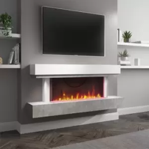 White and Grey Concrete Effect Wall Mounted Alexa Electric Fireplace - Amberglo