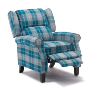 Eaton Tartan Recliner Chair - Blue