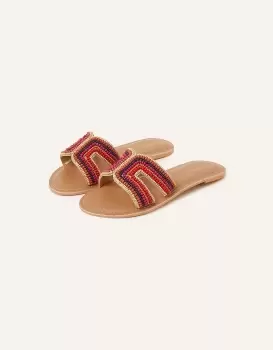 Accessorize Womens Beaded Cut Out Sliders Multi, Size: 36
