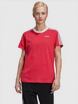 Adidas 3 Stripe Essential Boyfriend T-Shirt - Pink, Size 2XL, Women