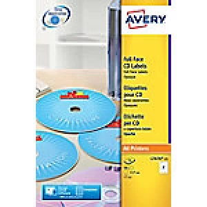 Avery L7676-25 CD Labels A4 White 25 Sheets of 2 Labels