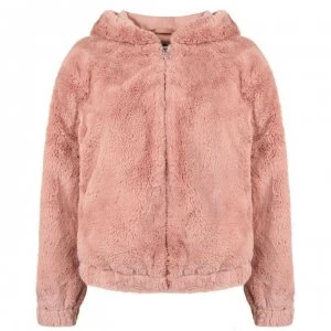 French Connection Faux Fur Hooded Jacket - Dk Teagown