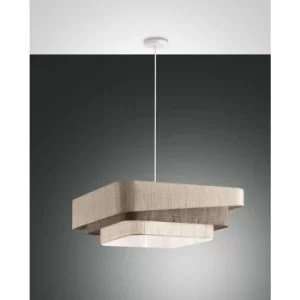 Fabas Luce Camargue Cylindrical Pendant Ceiling Light Shades Of Beige Glass, E27