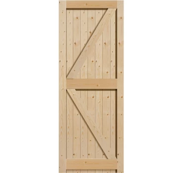 JB Kind Boarded Framed Ledged & Braced Unfinished Natural Pine External Shed Door - 2032mm x 813mm (80x32 inch) Softwood PFLB282