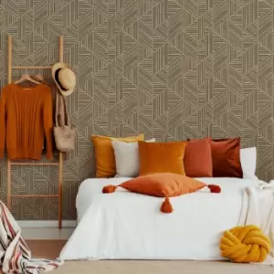 Superfresco Easy - Brown Scandi Slat Wood effect Smooth Wallpaper - Brown