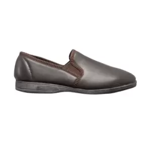 Sleepers Mens Hadley Softie Leather Twin Gusset Slippers (6 UK) (Black)