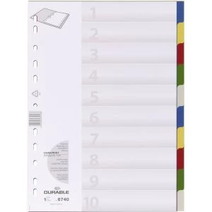 Durable Domestic Dividers Polypropylene, Blank Assorted Colours, A4 (10 Sheets)