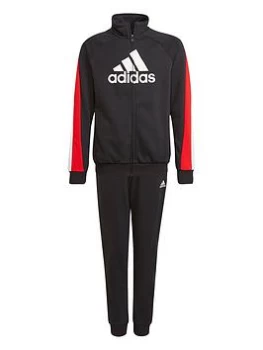 adidas Junior Boys Badge Of Sport Cotton Tracksuit - Red/White, Size 5-6 Years