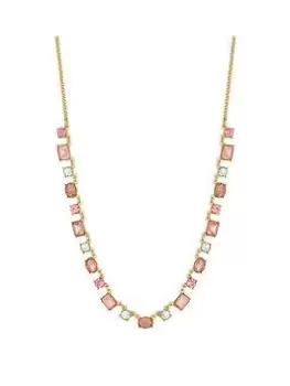 Lipsy Gold Tonal Pink Crystal Stone Set Necklace, Gold, Women