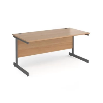 Office Desk 1600mm Rectangular Desk With Cantilever Leg Beech Tops With Graphite Frames Contract 25