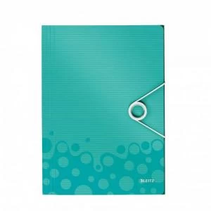 Leitz WOW 3 Flap Folder A4 Polypropylene 150 Sheet Capacity Ice Blue -