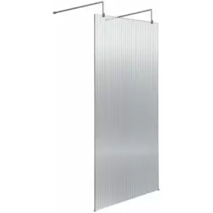 Hudson Reed Fluted Wet Room Screen with Support Arm and Feet 900mm Wide - 8mm Glass
