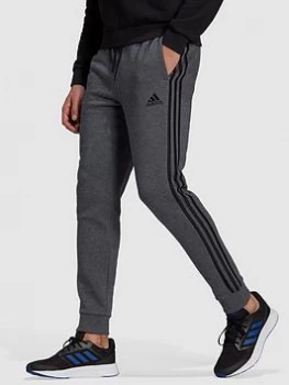 adidas 3 Stripe Fleece Pants - Grey/Black, Grey/Black, Size S, Men