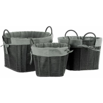 Lida Grey Round Storage Baskets - Set of 3 - Premier Housewares