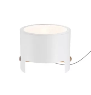 Cube Table Lamp Wide 1x40W, White Metal, Wood