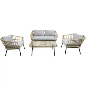 Out&out Original - DesignDrop- Borgia Wicker Conversation Set- Steel Frame with Removable Cushions- 4 Seats