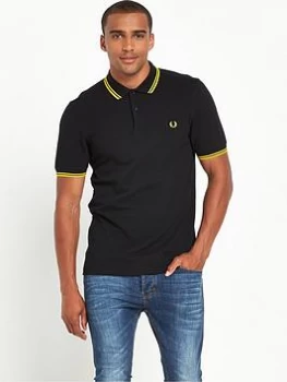 Fred Perry Original Twin Tipped Polo Shirt - Black/Yellow Size M Men