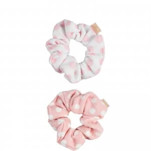 The Vintage Cosmetic Company Shower Microfibre Hair Scrunchies - Pink Polka Dot (2 Pack)
