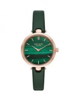 Kate Spade New York Kate Spade Holland Green Marbled and Rose Gold Detail Dial Green Leather Strap Ladies Watch, One Colour, Women