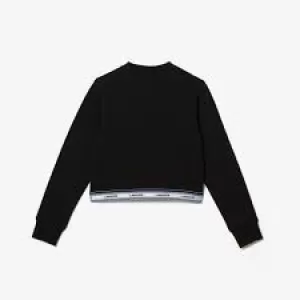 Girls' Lacoste Printed Band Short Sweatshirt Size 14 yrs Black