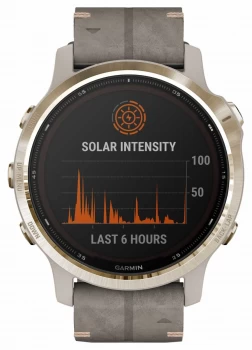 Garmin Fenix 6S Pro Solar Light Gold Shale Grey Suede Watch