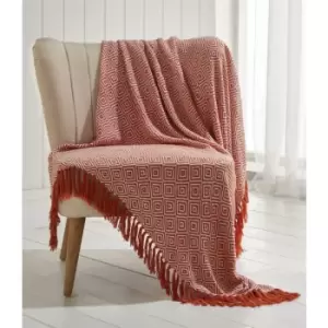 Ascot Chevron Terracotta 100% Cotton Chair Sofa Couch Bed 180x250cm - Multicoloured - Portfolio