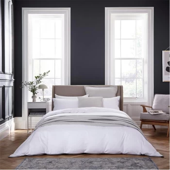 Bedeck of Belfast White and Grey Cotton Sateen 300 Thread Count Fine Linens Komoro' Duvet Cover - double