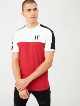 11 Degrees Panel Block T-Shirt - Red/Black/White, Size XL, Men