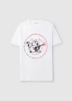 True Religion Mens Two Tone Buddha T-Shirt In Optic White