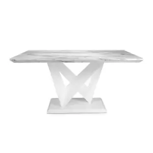 Shankar Saturn Medium Marble Effect Grey/White Dining Table