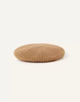 Accessorize Ribbed Knit Beret Camel