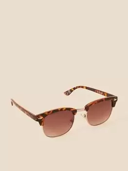 Accessorize Classic Clubmaster Sunglasses, Brown, Women