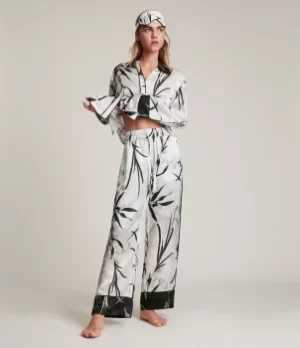 AllSaints Womens Sofi Rutland Silk Blend Pyjama Trousers, Ecru White, Size: S