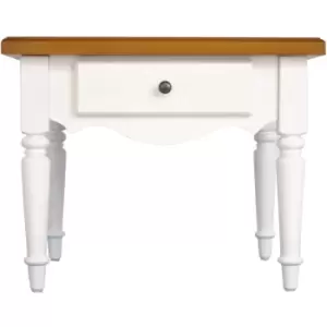 Country - Solid Wood Side / End / Bedside Table with Drawer - White / Pine - White / Pine