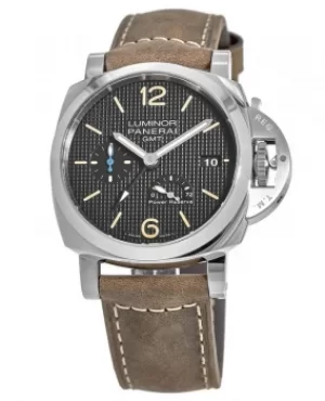 Panerai Luminor 1950 3 Days GMT Power Reserve Black Dial Brown Leather Mens Watch PAM01537 PAM01537