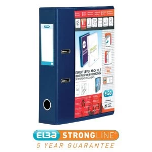 Elba A4 Lever Arch File with Front Pocket PVC 2 Ring 70mm Blue Pack of 10