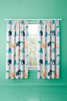'D Is For Dino' Pair of Pencil Pleat Curtains