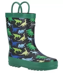 Cotswold Dinosaur Wellington Boot - Navy, Size 12 Younger