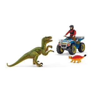 SCHLEICH Dinosaurs Quad Escape from Velociraptor Toy Playset