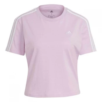 adidas 3S Crop T Shirt Womens - Clear Lilac