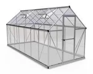 Palram 6 x 14ft Harmony Large Silver Aluminium Apex Long Greenhouse with Polycarbonate Panels