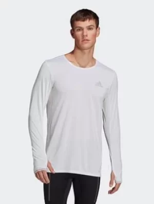 adidas Fast Long-sleeve Top, White Size M Men