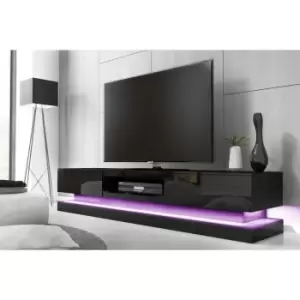 Large Black High Gloss TV Unit with LED Lighting - TV's up to 70 - Evoque