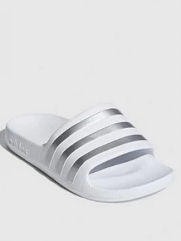 Adidas Adilette Aqua Sliders - White/Silver